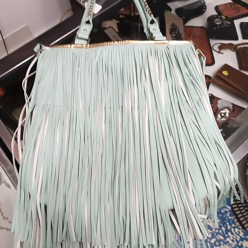 Steve Madden Light Green Fringe Crossbody Bag